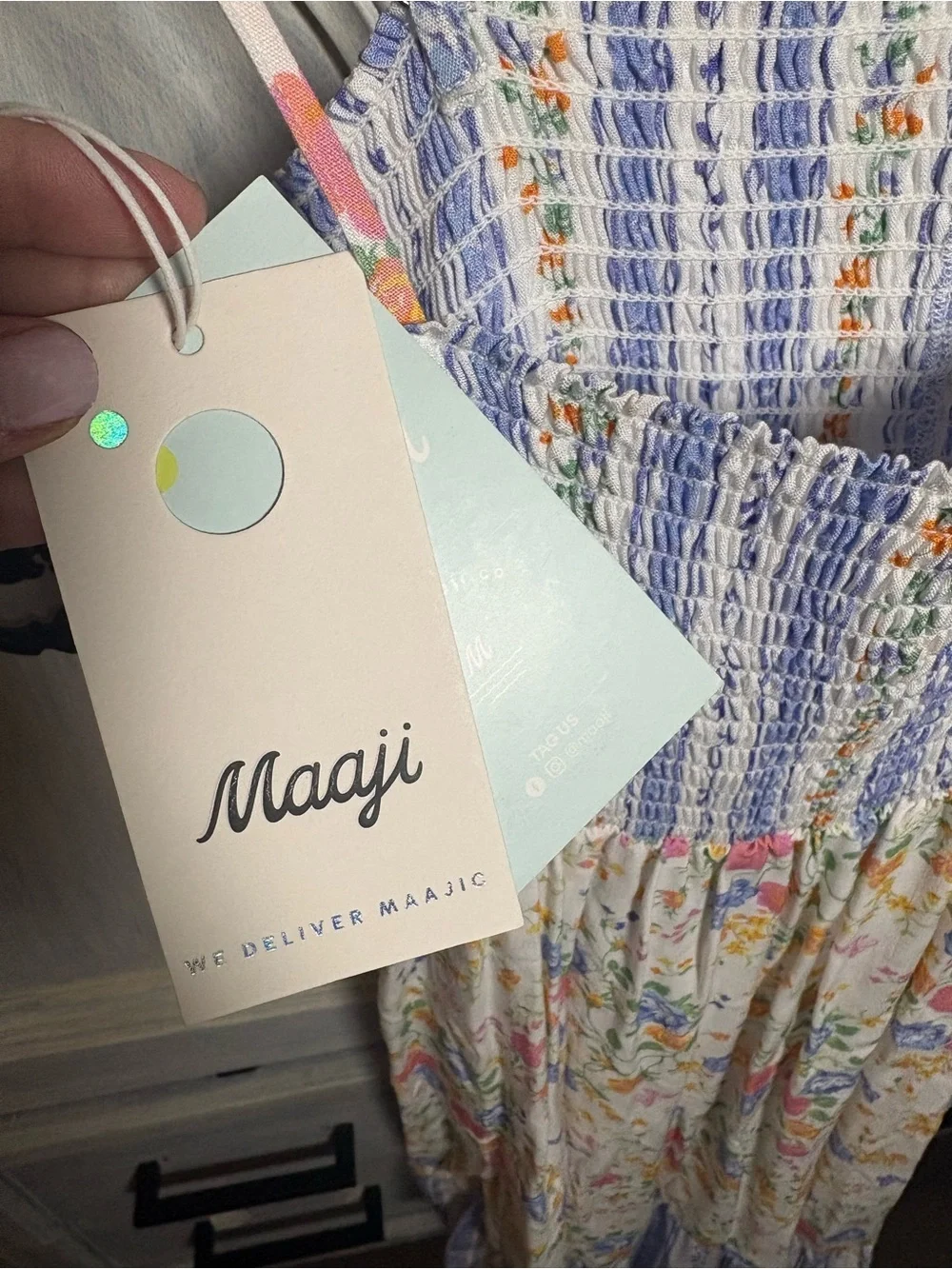 Maaji Peyton Girls Smocked Dress Ditsy Floral Cottagecore Beach Vacation